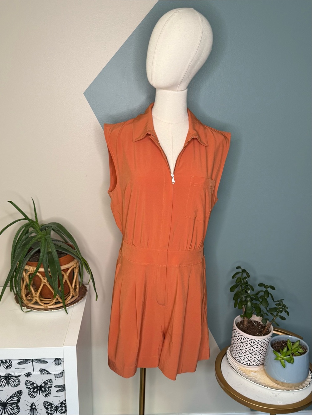 Athleta Terracotta Zip Front Romper Golf Travel Tennis Size 10 - Picture 3 of 15